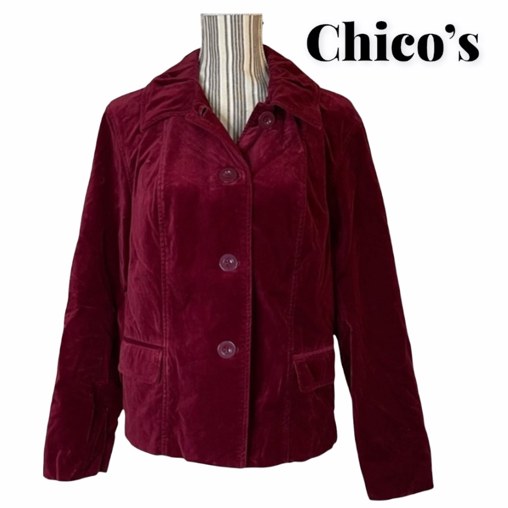 CHICO’s single breasted velour jacket blazer 2 - Picture 1 of 14